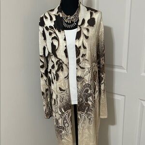 Chico's Size 2 Black and Cream Cardigan